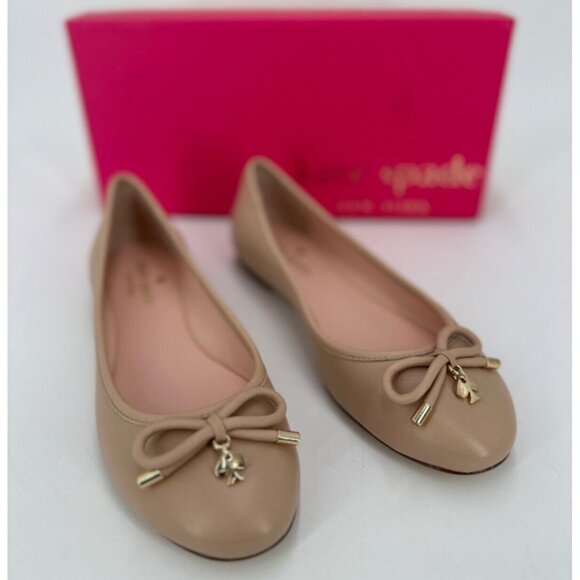 Kate Spade Willa Ballet Flats size 6 in Powder Pink Nappa Leather Bow NEW $228